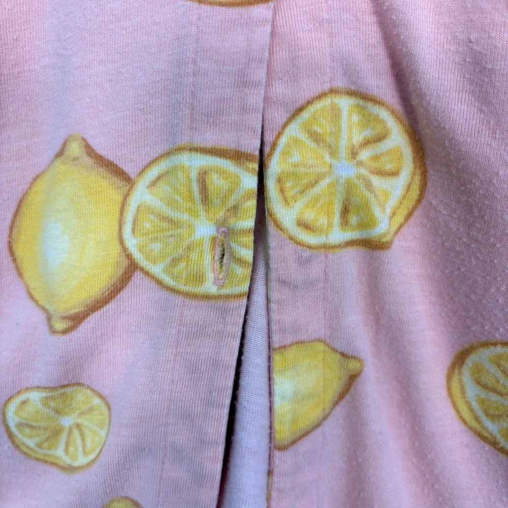 The Cat's Pajamas‎ Women Nightshirt Size M Pink Lemon Print Pima Cotton Modal